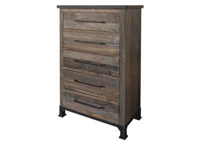 Image for Antique Gray 5 Drawers Chest