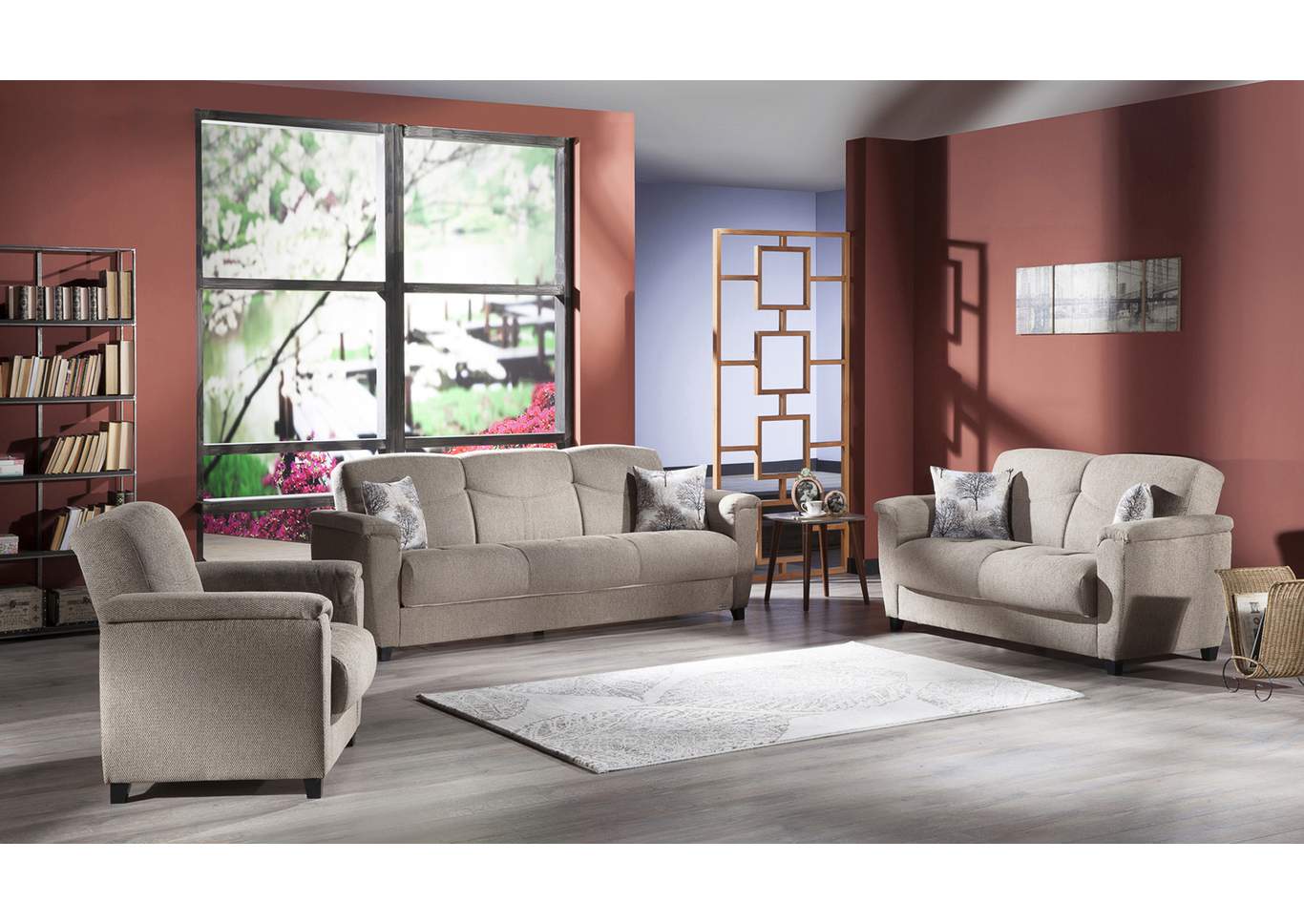 Aspen Aristo Light Brown 3 Seat Sleeper Sofa W/ Storage,Hudson Furniture & Bedding