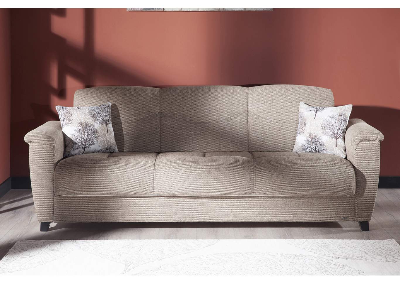 Aspen Aristo Light Brown 3 Seat Sleeper Sofa W/ Storage,Hudson Furniture & Bedding