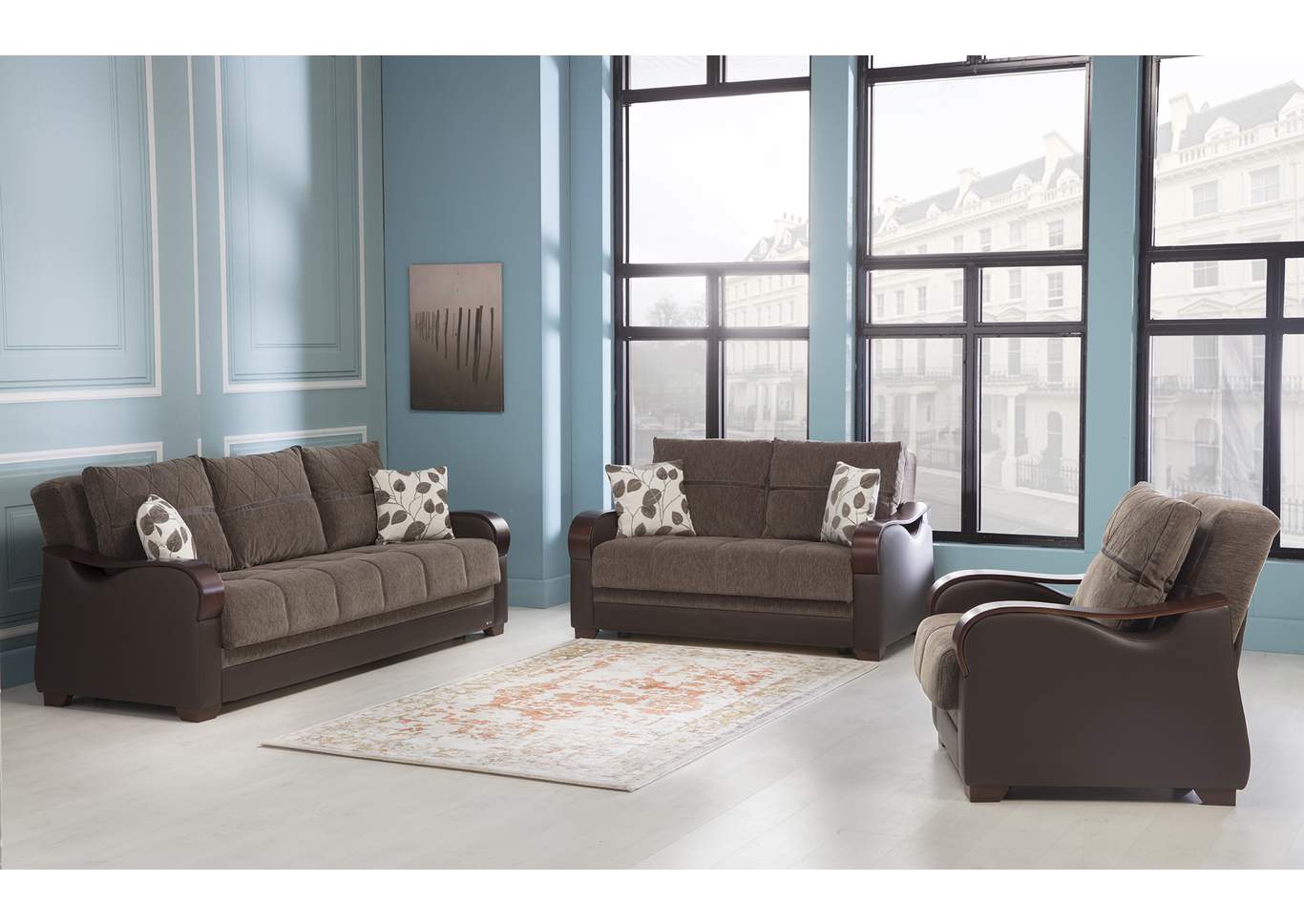 Bennett Armoni Brown 3 Piece Sofa Set,Hudson Furniture & Bedding
