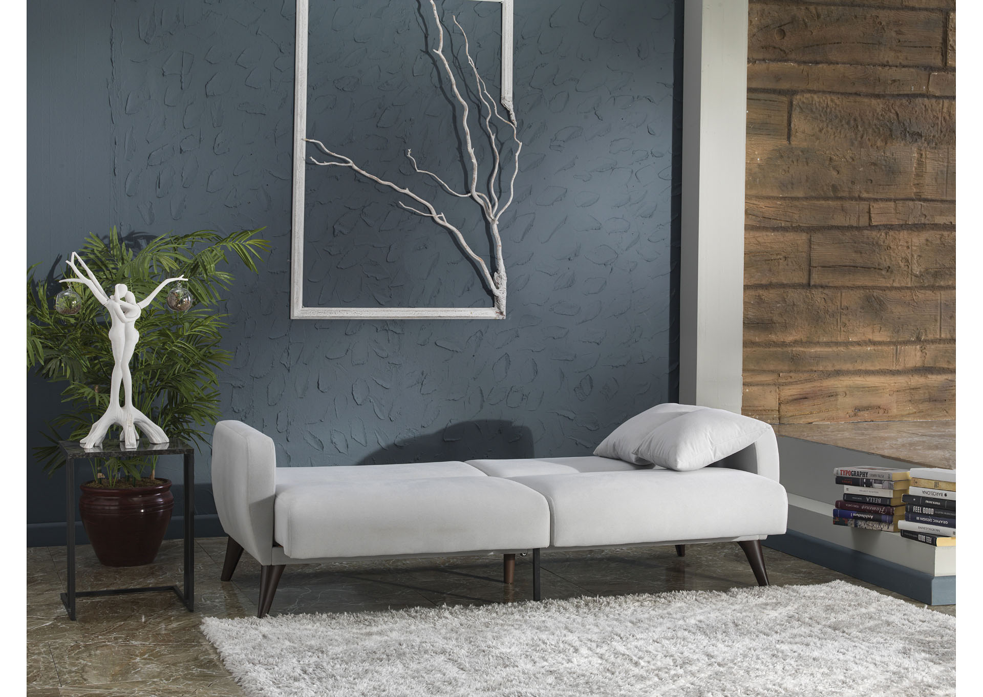 Flexy Zigana Light Gray 3 Seat Sleeper Sofa W/ Storage,Hudson Furniture & Bedding