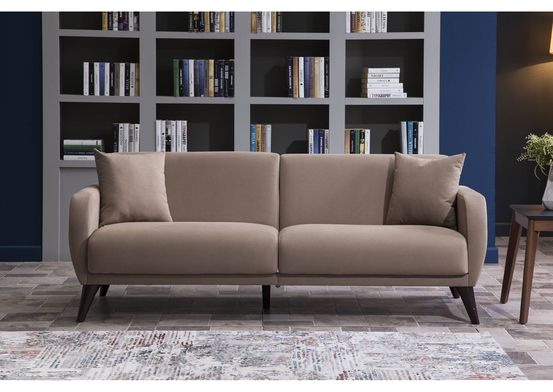 Flexy Zigana Taupe 3 Seat Sleeper Sofa W/ Storage,Hudson Furniture & Bedding