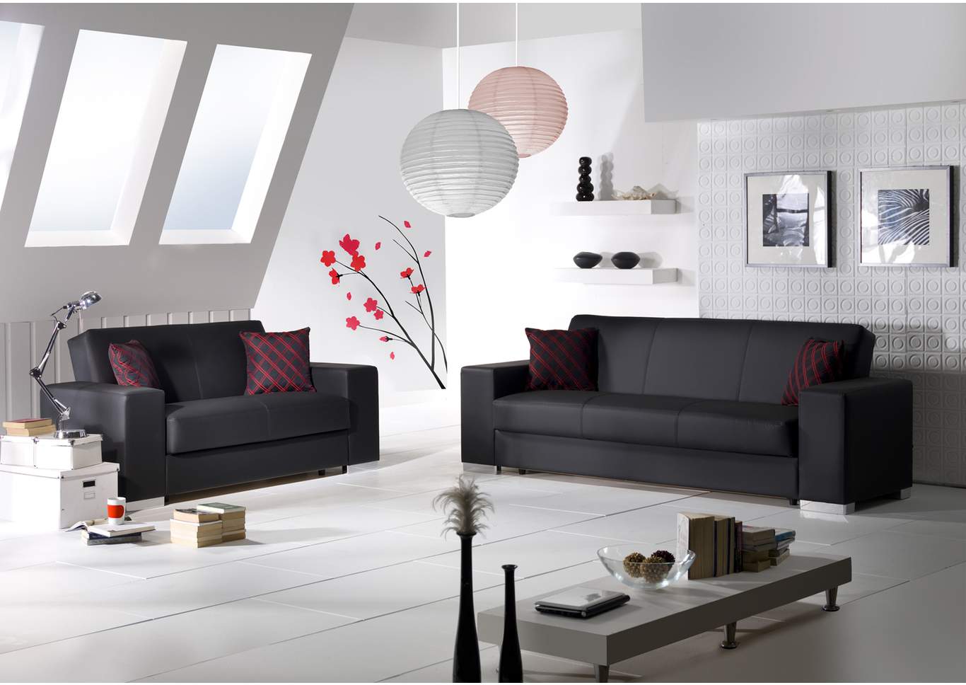 Kobe Santa Glory Black 3 Seat Sleeper Sofa,Hudson Furniture & Bedding