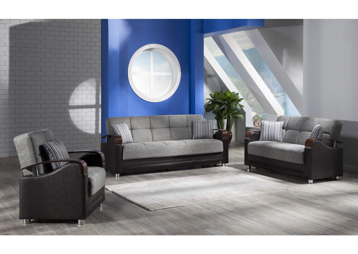 Luna Fulya Gray Loveseat Sleeper Sofa,Hudson Furniture & Bedding