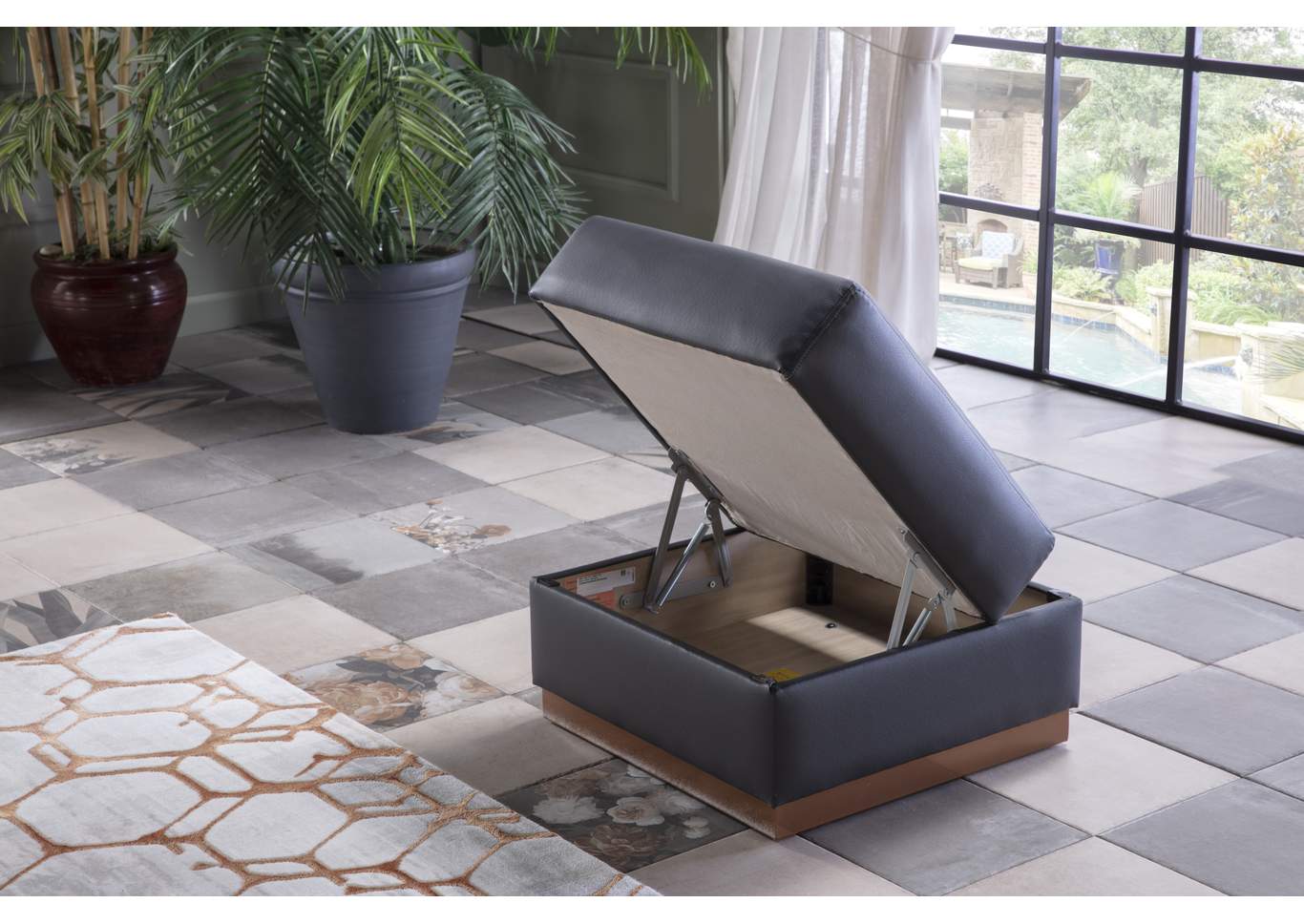 Nappa Santa Glory Gray Storage Ottoman,Hudson Furniture & Bedding