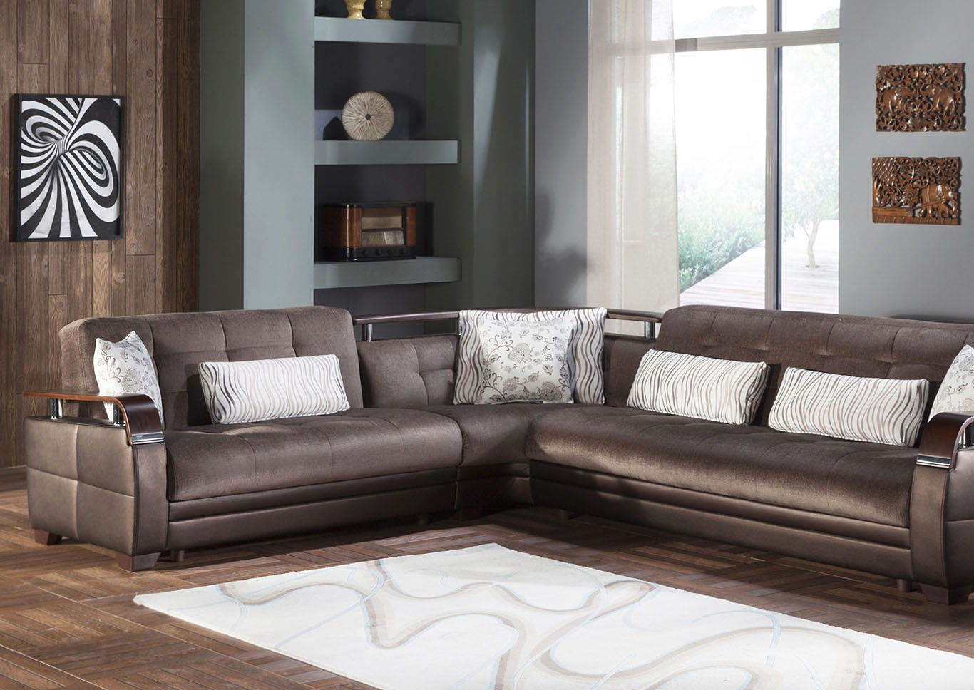 Natural Prestige Brown Sectional,Hudson Furniture & Bedding