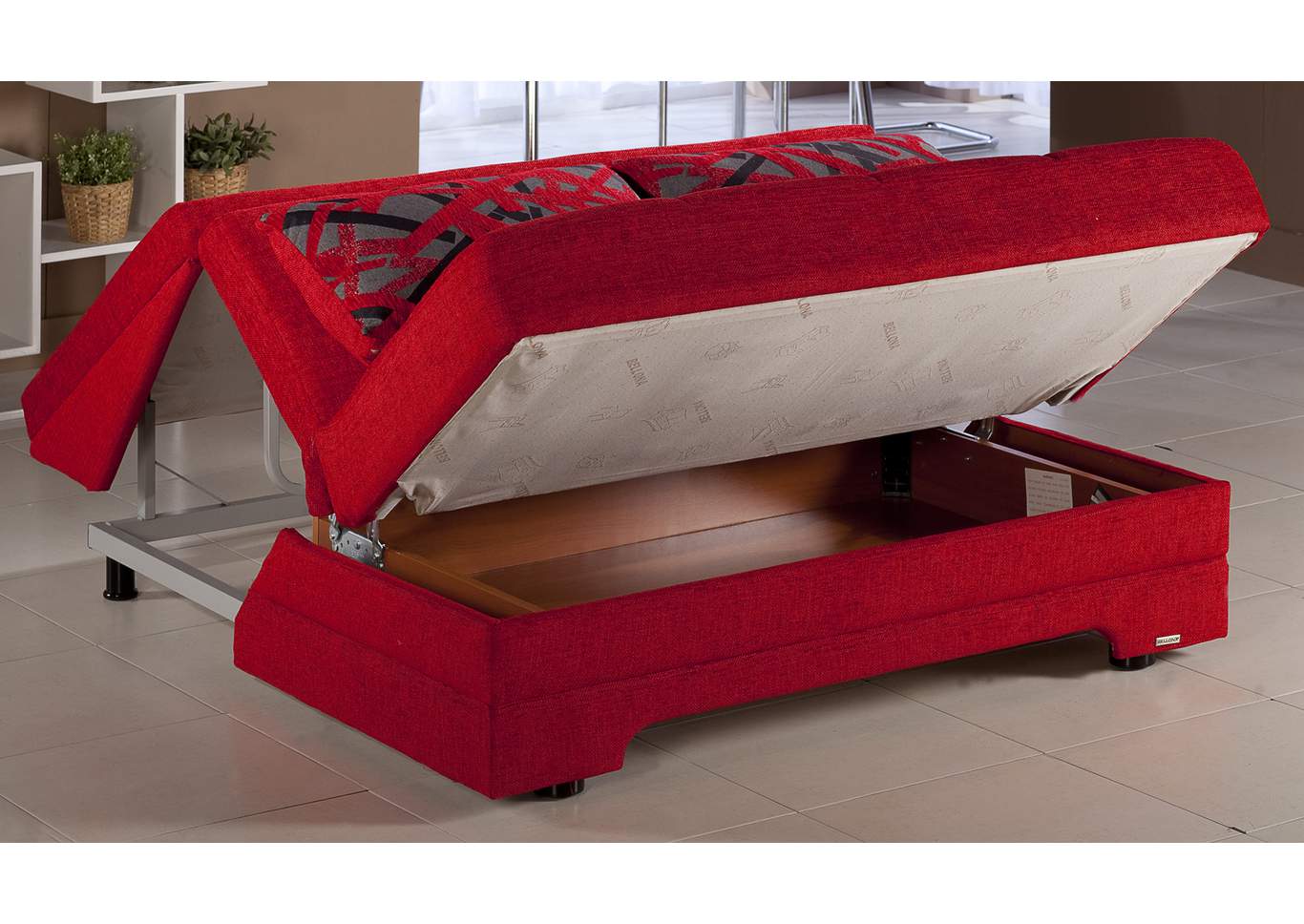 Twist Story Red Love Seat W/ Storage,Hudson Furniture & Bedding