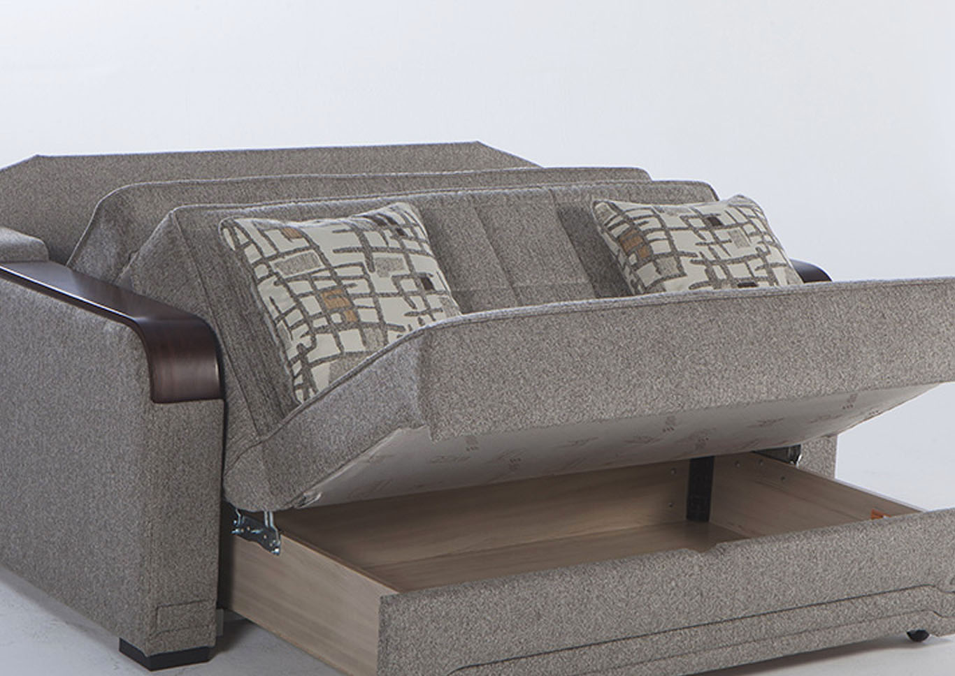 Willow Aristo Light Brown Love Seat W/ Storage,Hudson Furniture & Bedding