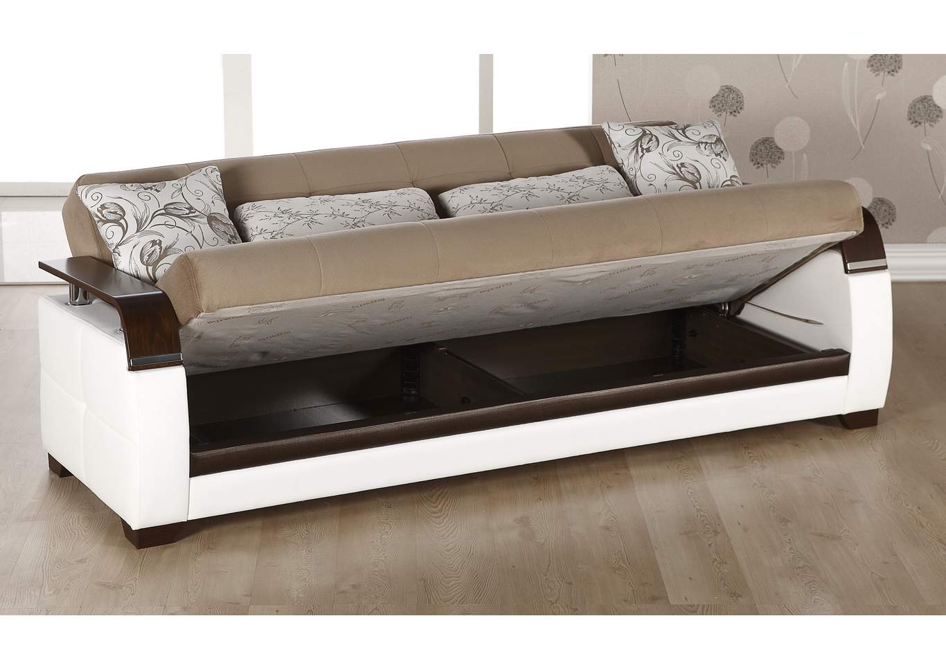 Natural Naomai Light Brown Love Seat W/ Storage,Hudson Furniture & Bedding