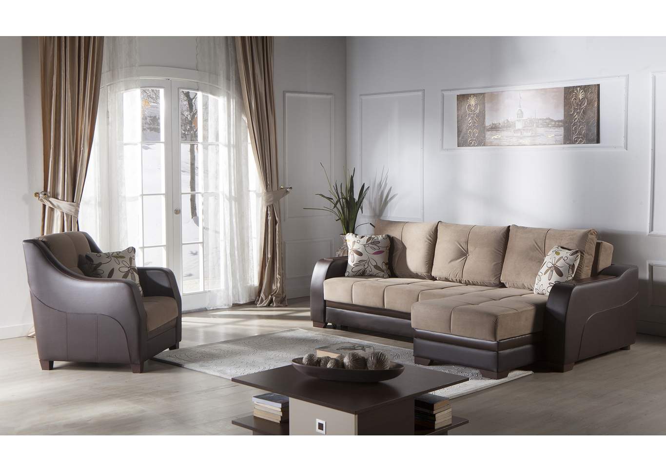 Ultra Lilyum Vizon Sectional,Hudson Furniture & Bedding