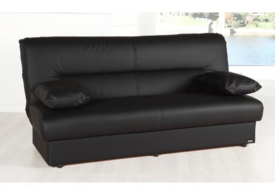 Regata Escudo Black-Pu 3 Seat Sleeper Sofa,Hudson Furniture & Bedding