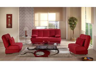 Vegas Rainbow Red 3 Seat Sleeper Sofa W/ Storage,Hudson Furniture & Bedding