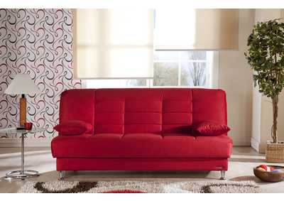 Vegas Rainbow Red 3 Seat Sleeper Sofa W/ Storage