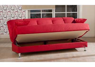 Vegas Rainbow Red 3 Seat Sleeper Sofa W/ Storage,Hudson Furniture & Bedding
