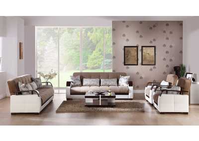 Natural Naomai Light Brown Love Seat W/ Storage,Hudson Furniture & Bedding