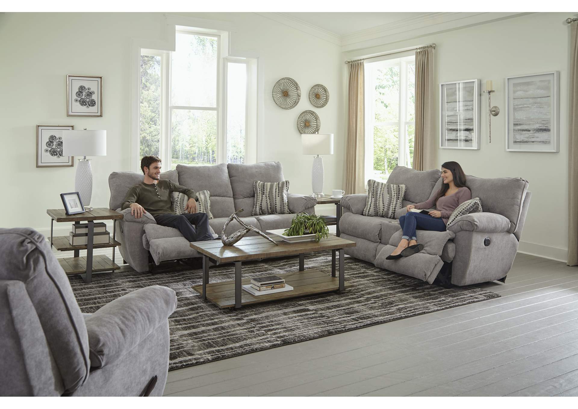 Sadler Power Lay Flat Reclining Sofa with Ddt,Jackson Catnapper