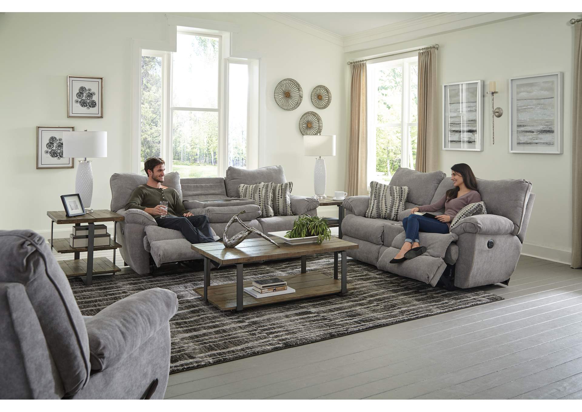 Sadler Power Lay Flat Reclining Sofa with Ddt,Jackson Catnapper