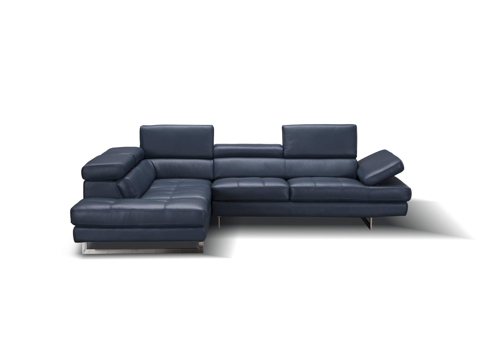 A761 Italian Leather Sectional Blue In Left Hand Facing,J&M Furniture