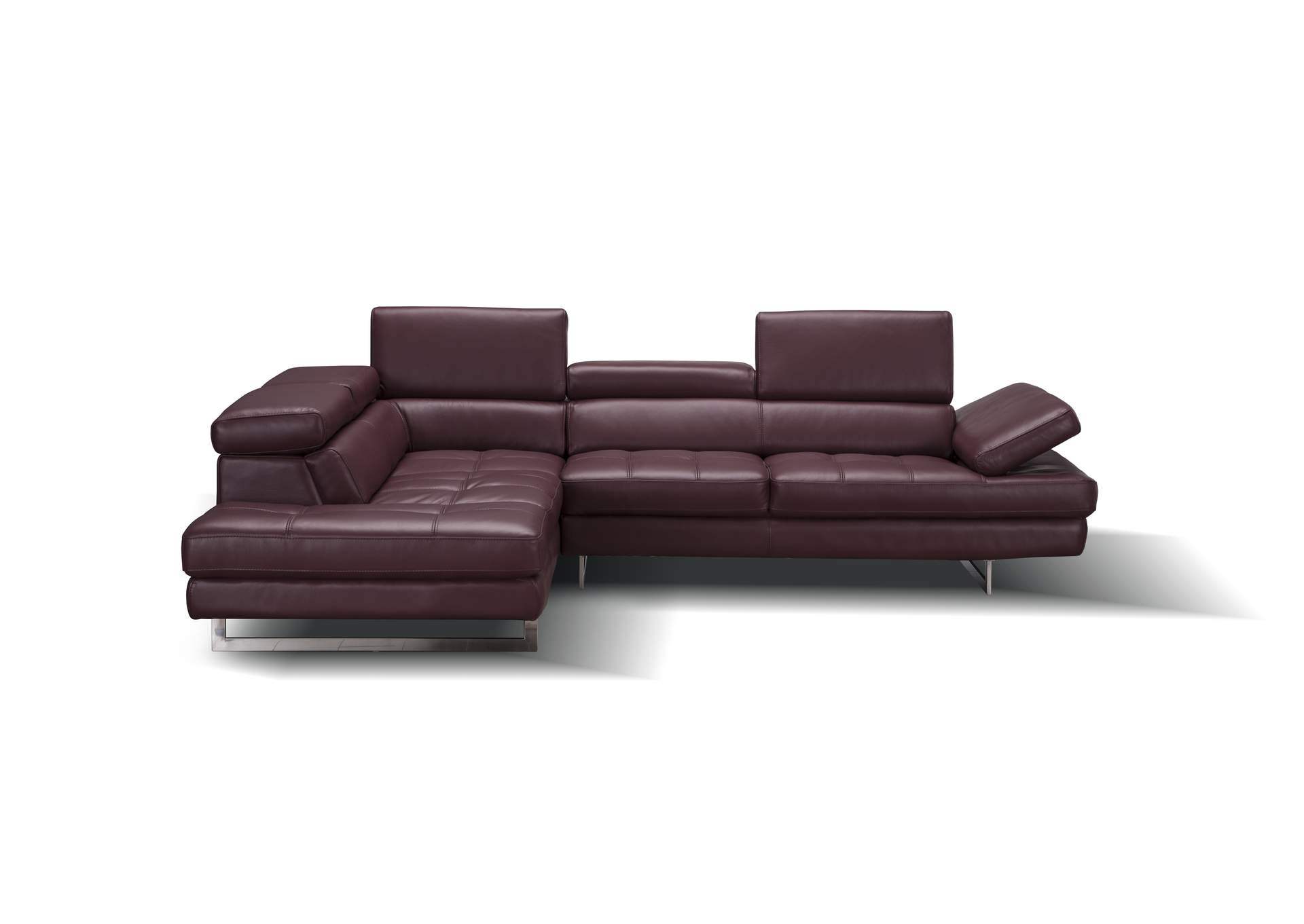 A761 Italian Leather Sectional Maroon In Left Hand Facing,J&M Furniture