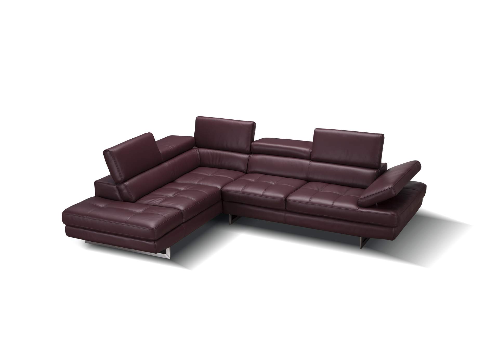 A761 Italian Leather Sectional Maroon In Left Hand Facing,J&M Furniture