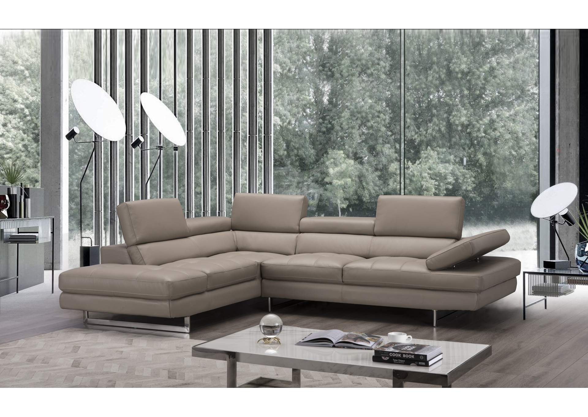 A761 Italian Leather Sectional Peanut In Left Hand Facing,J&M Furniture