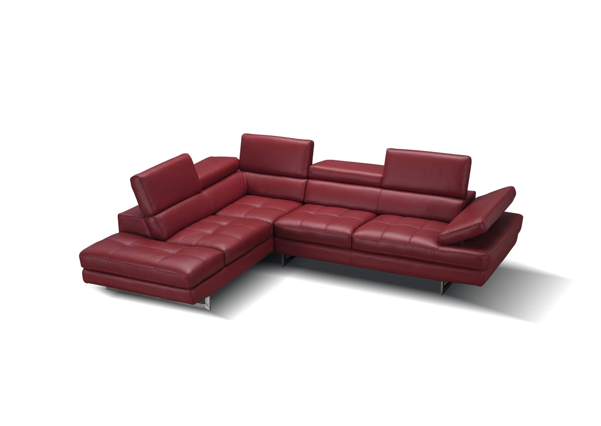 A761 Italian Leather Sectional Red In Left Hand Facing,J&M Furniture