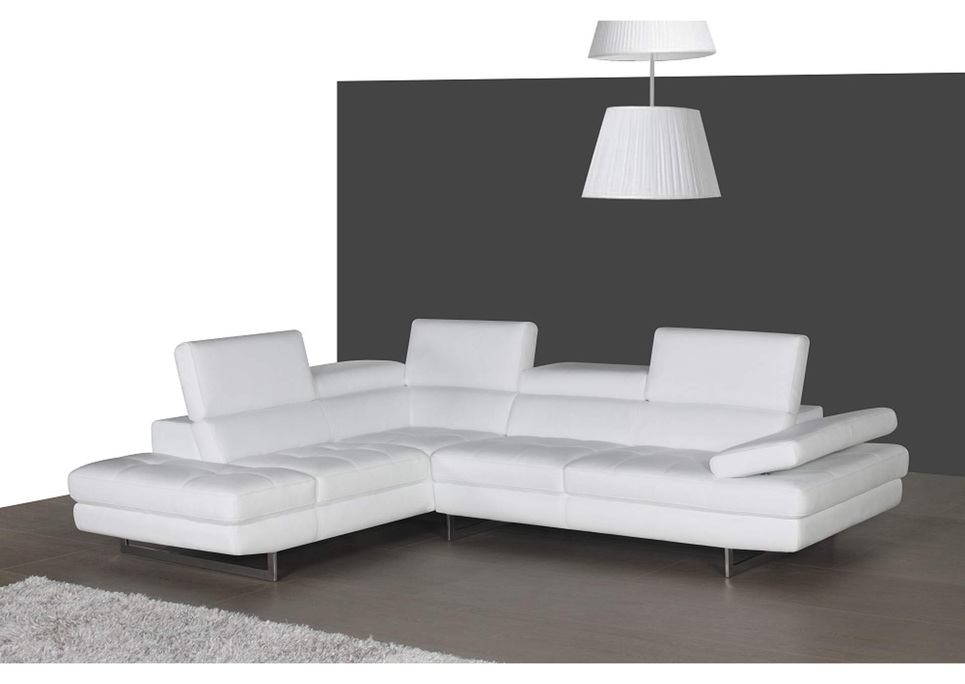 A761 Italian Leather Sectional White In Left hand Facing,J&M Furniture