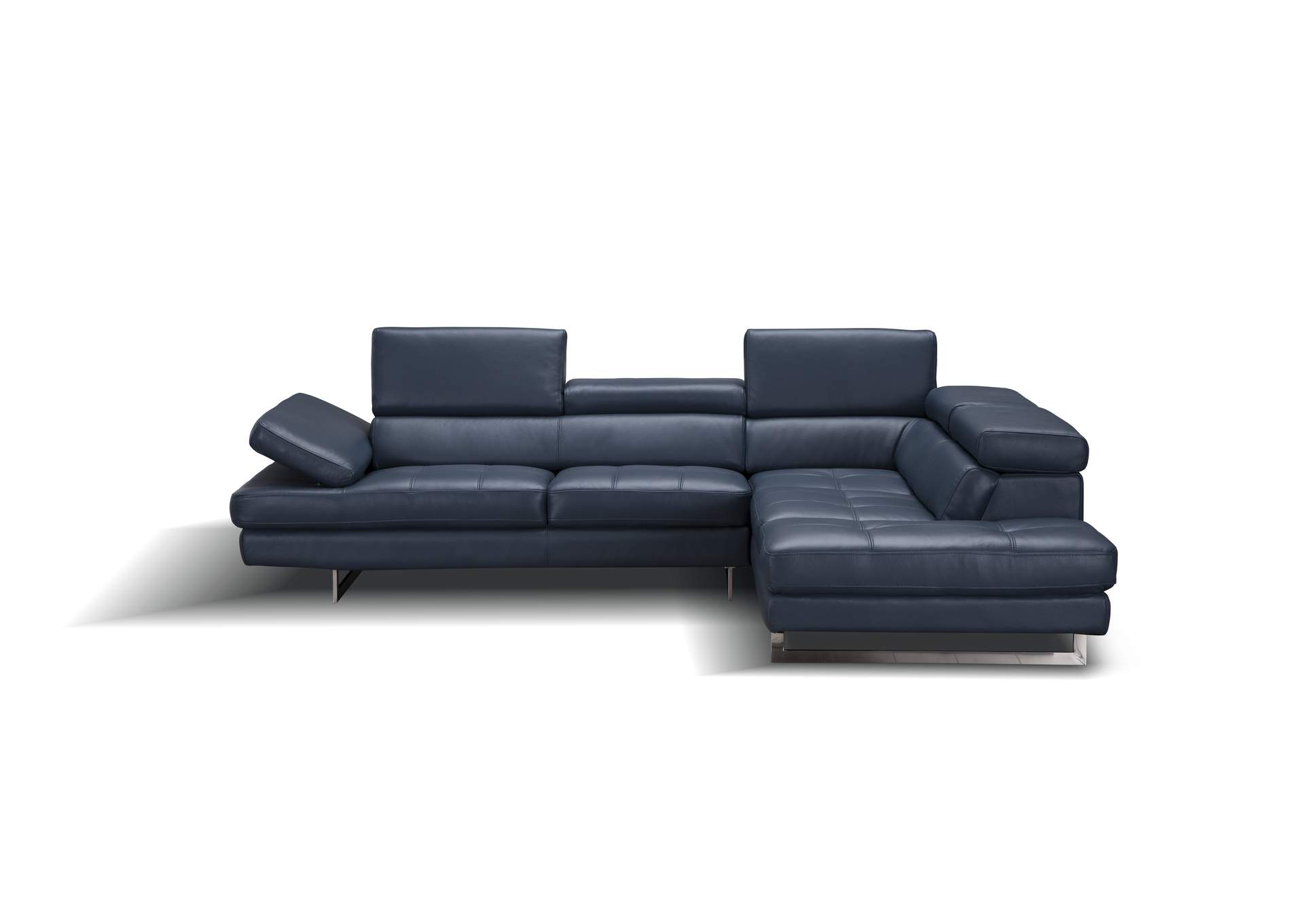 A761 Italian Leather Sectional Blue In Right Hand Facing,J&M Furniture