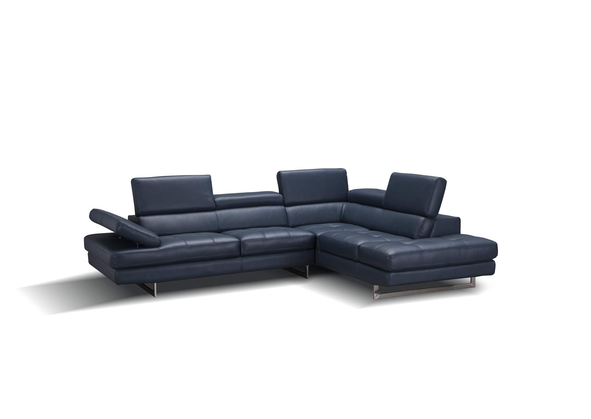 A761 Italian Leather Sectional Blue In Right Hand Facing,J&M Furniture