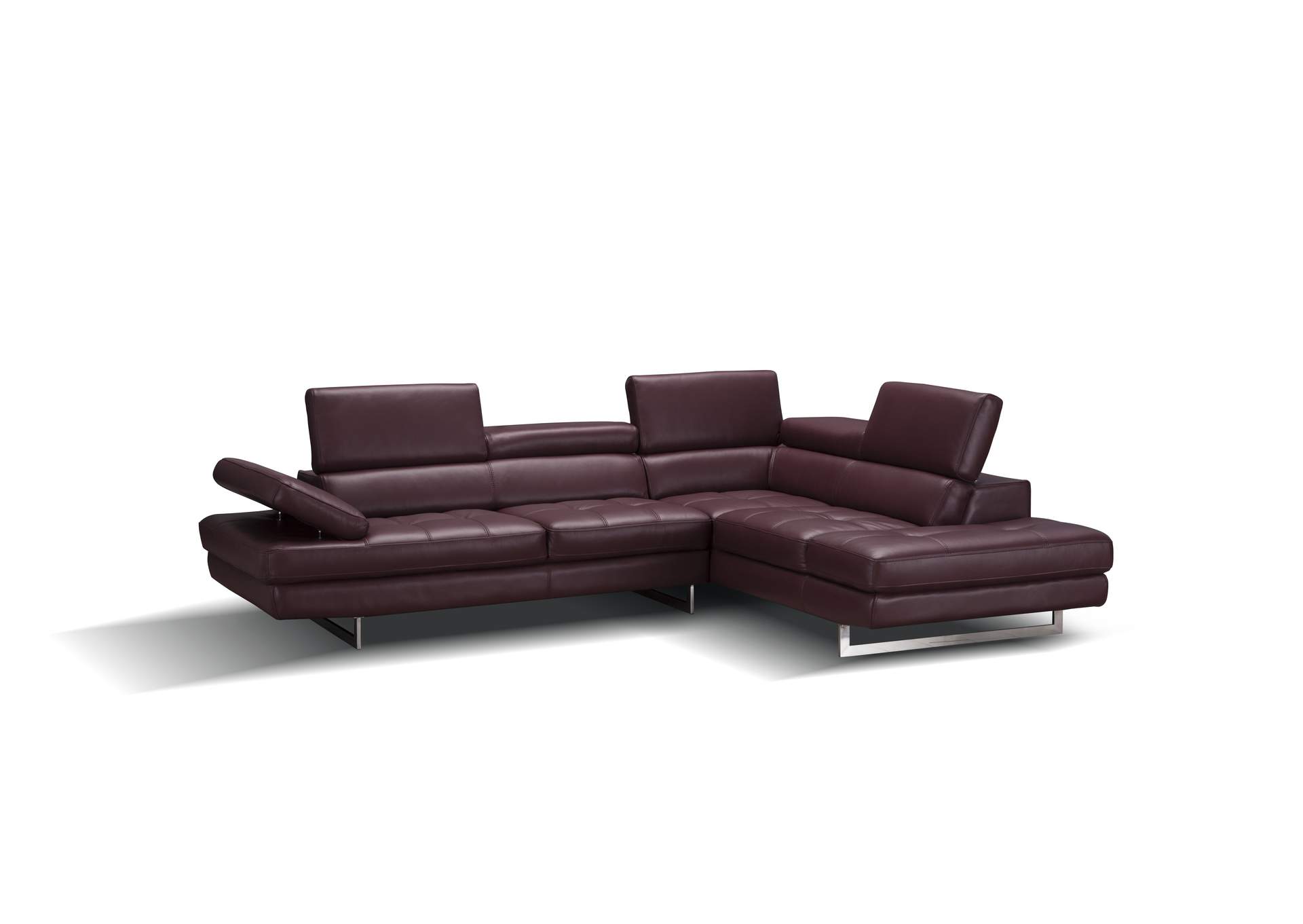 A761 Italian Leather Sectional Maroon In Right Hand Facing,J&M Furniture