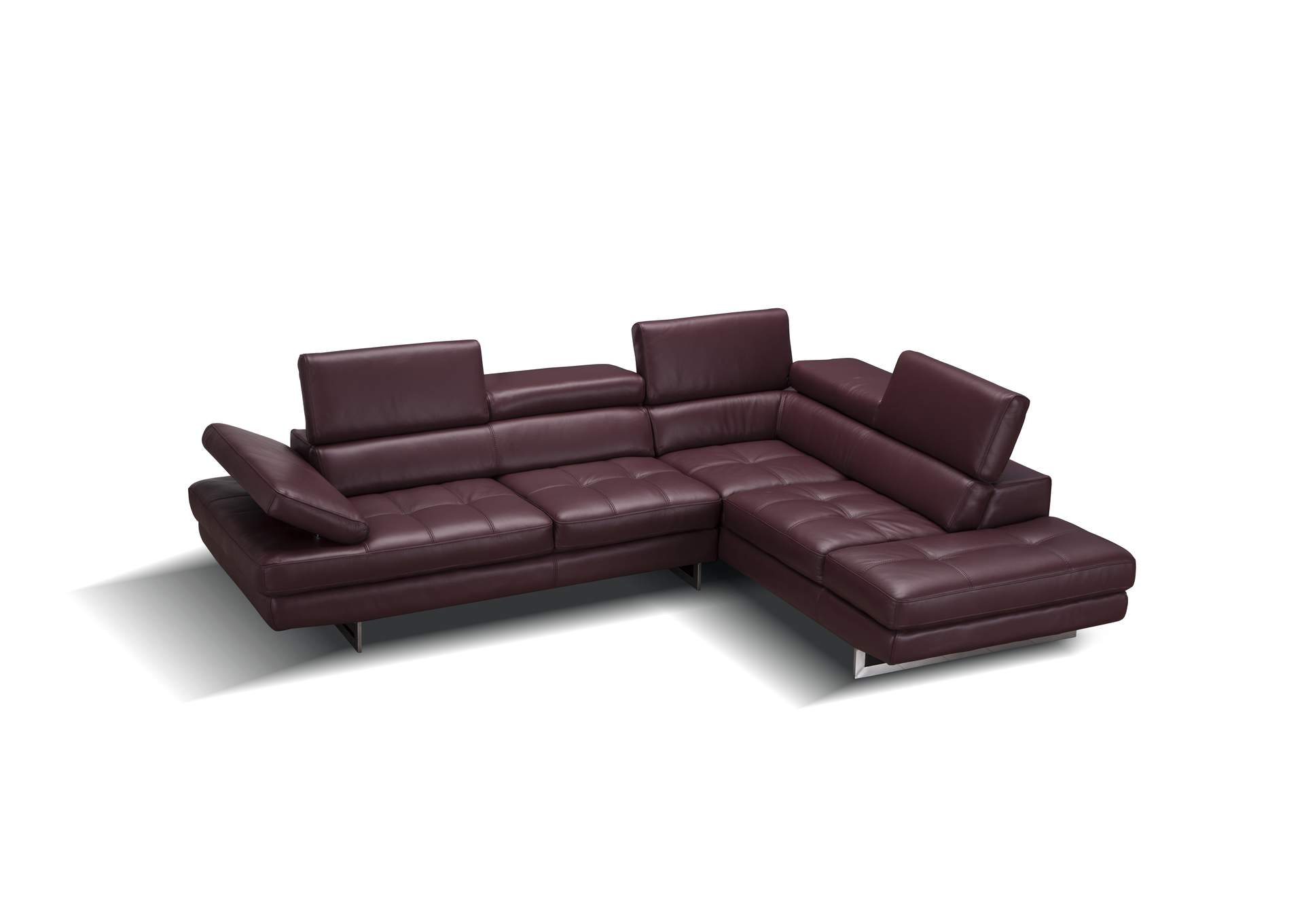 A761 Italian Leather Sectional Maroon In Right Hand Facing,J&M Furniture