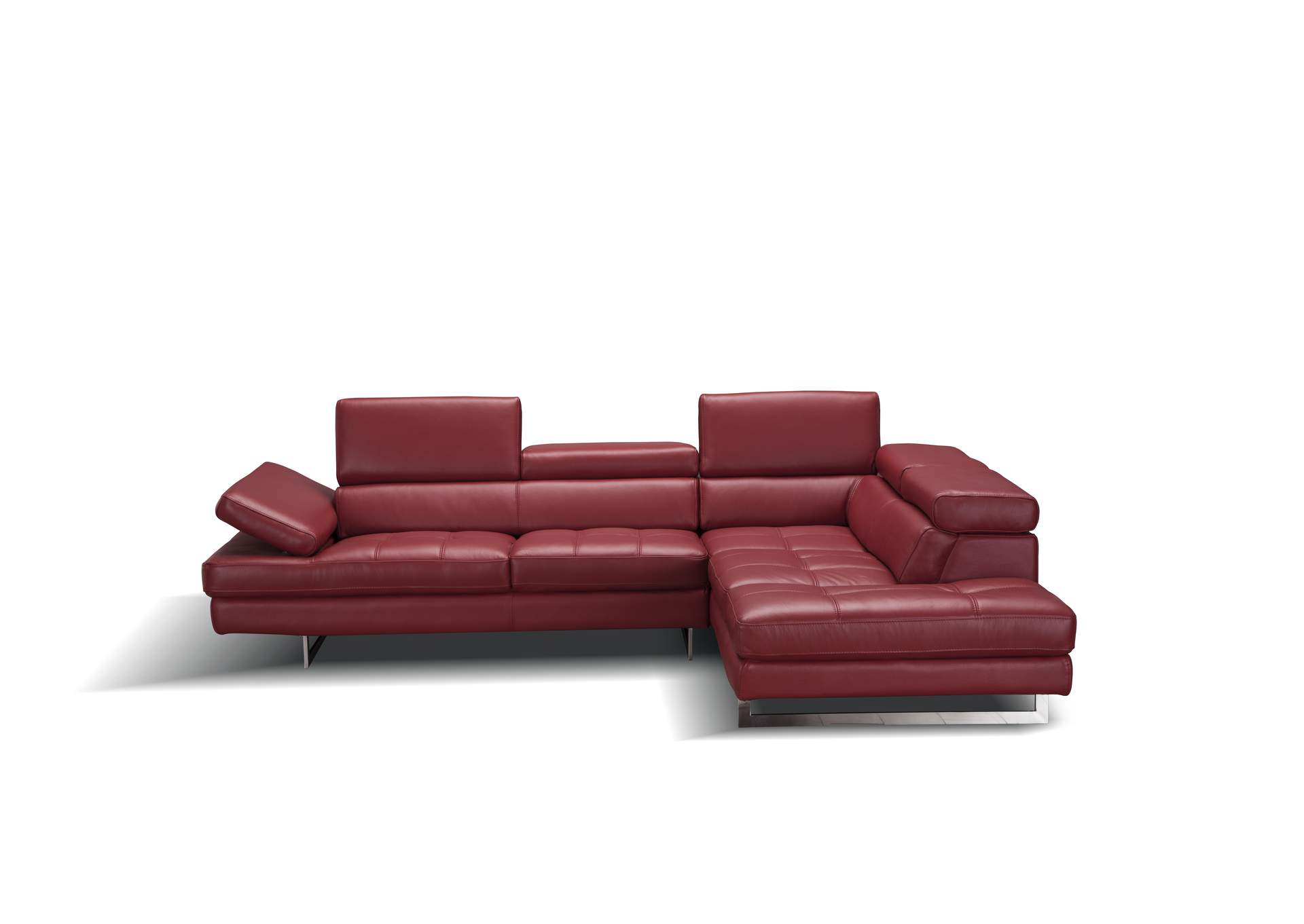 A761 Italian Leather Sectional Red In Right Hand Facing,J&M Furniture