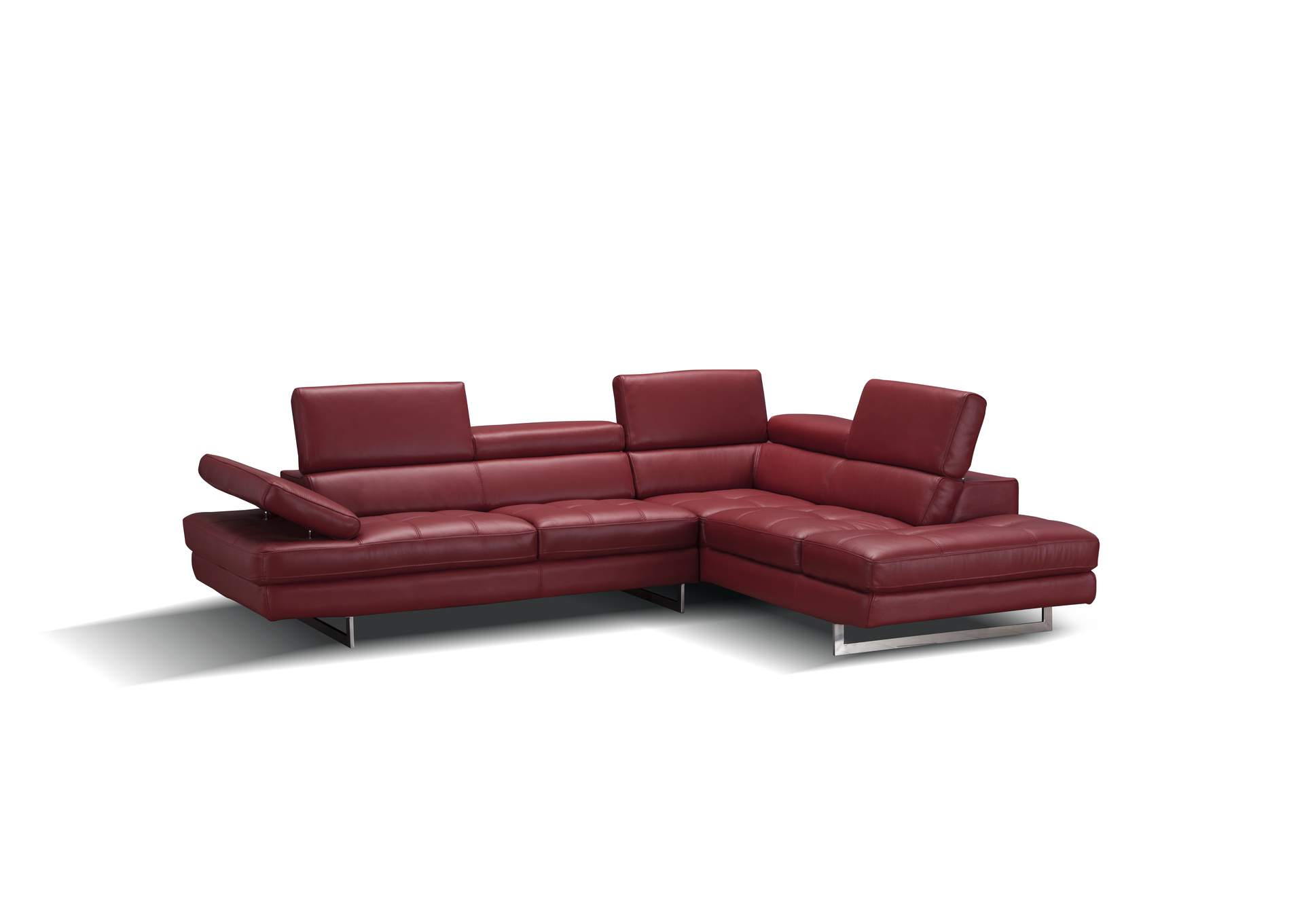 A761 Italian Leather Sectional Red In Right Hand Facing,J&M Furniture