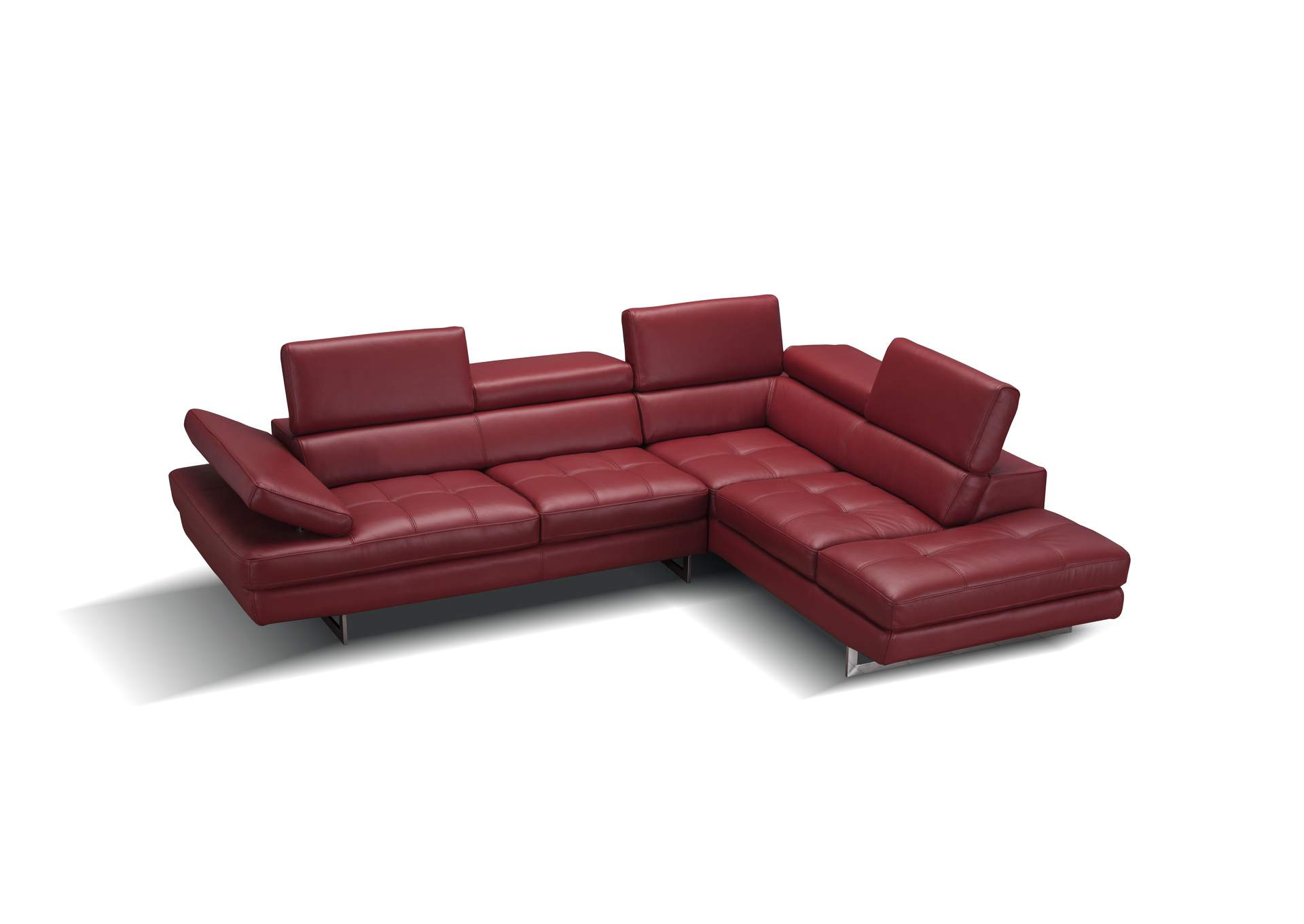 A761 Italian Leather Sectional Red In Right Hand Facing,J&M Furniture