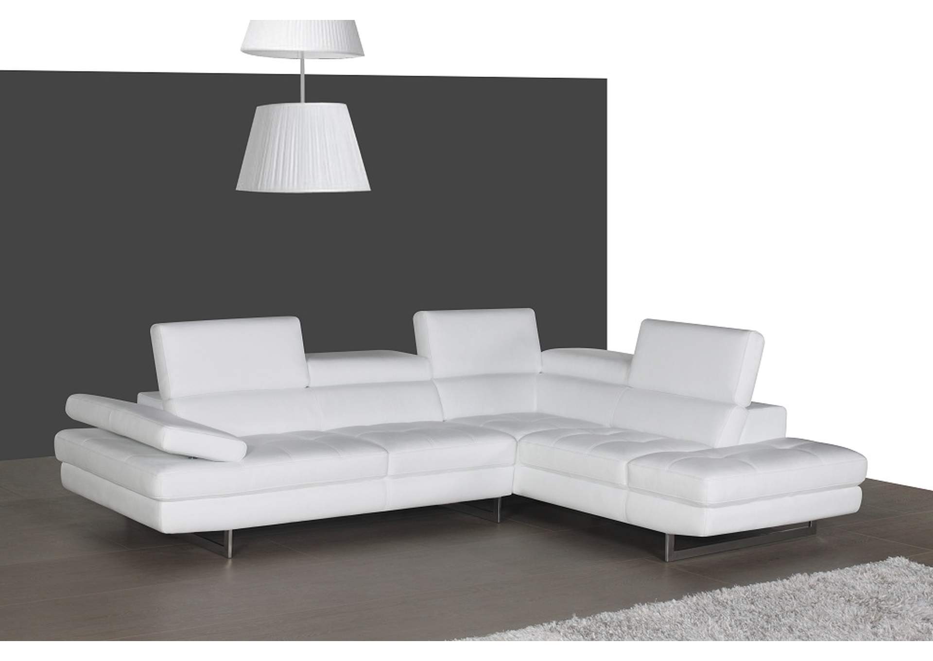 A761 Italian Leather Sectional White In Right Hand Facing,J&M Furniture