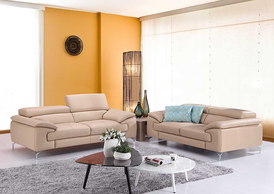 A973 Italian Leather Sofa in Peanut,J&M Furniture