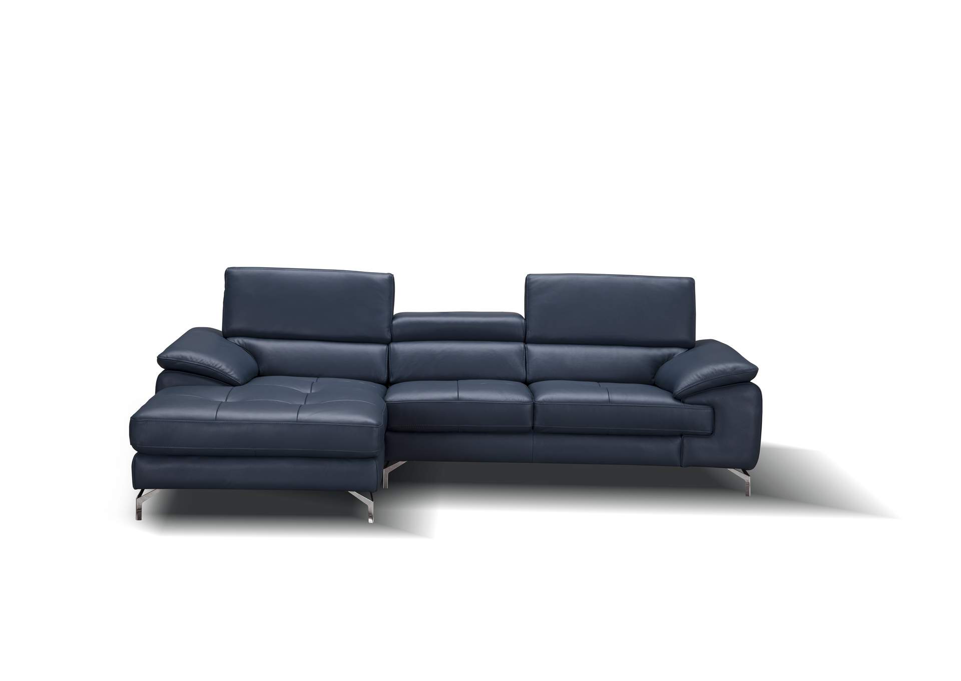 A973B Italian Leather Mini Sectional Left Facing Chaise In Blue,J&M Furniture