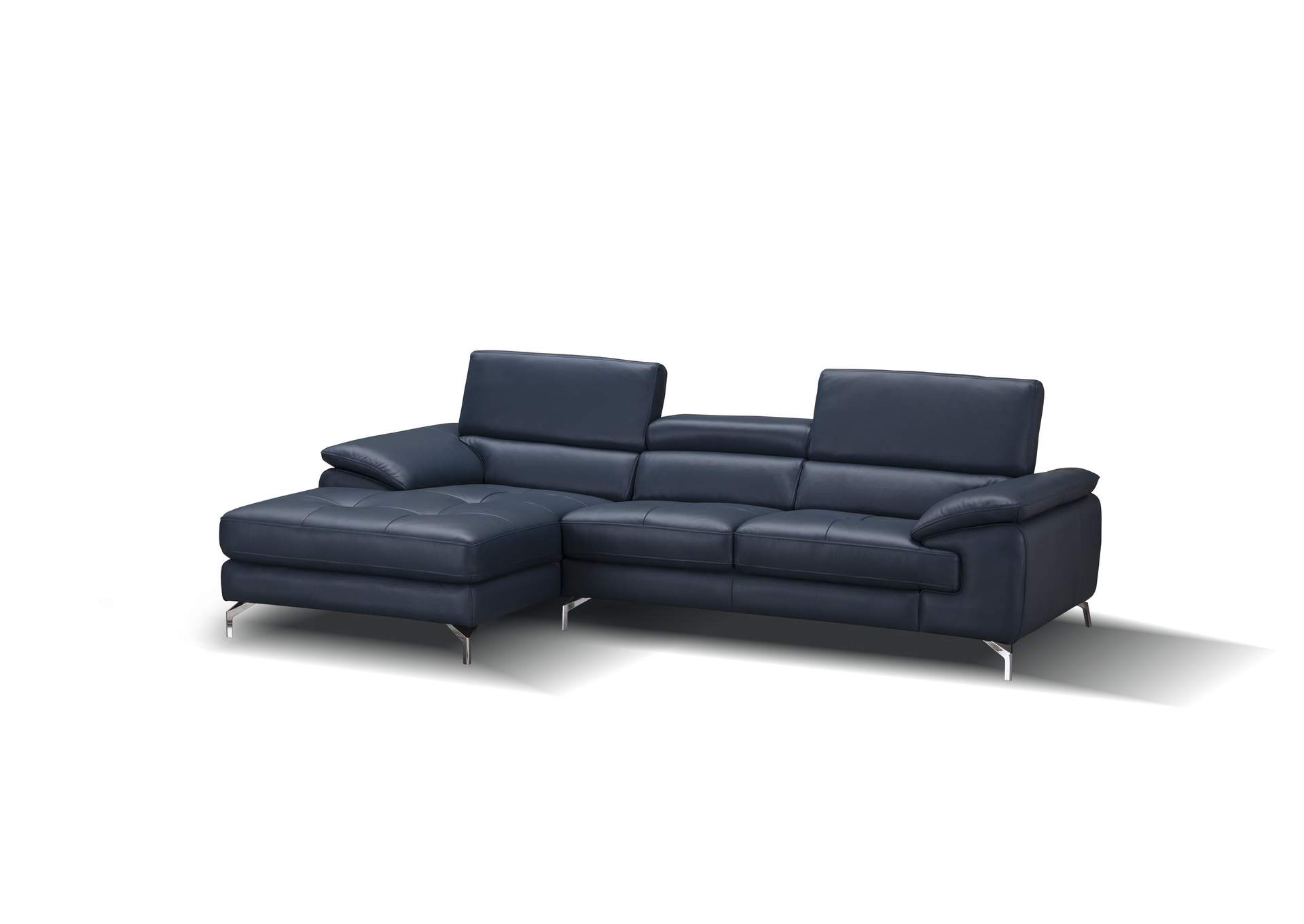 A973B Italian Leather Mini Sectional Left Facing Chaise In Blue,J&M Furniture