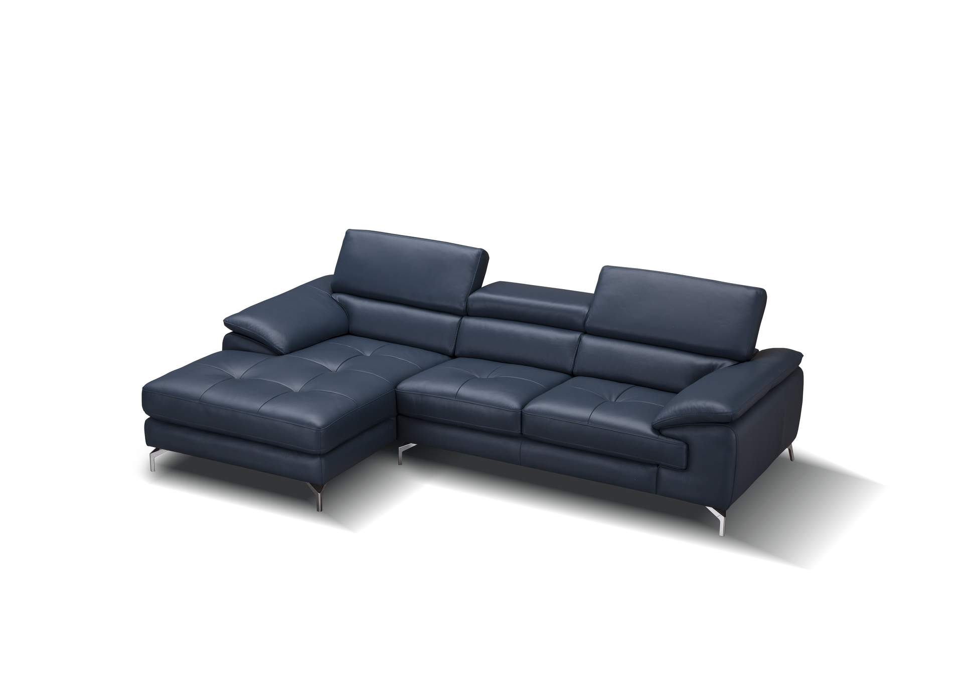 A973B Italian Leather Mini Sectional Left Facing Chaise In Blue,J&M Furniture