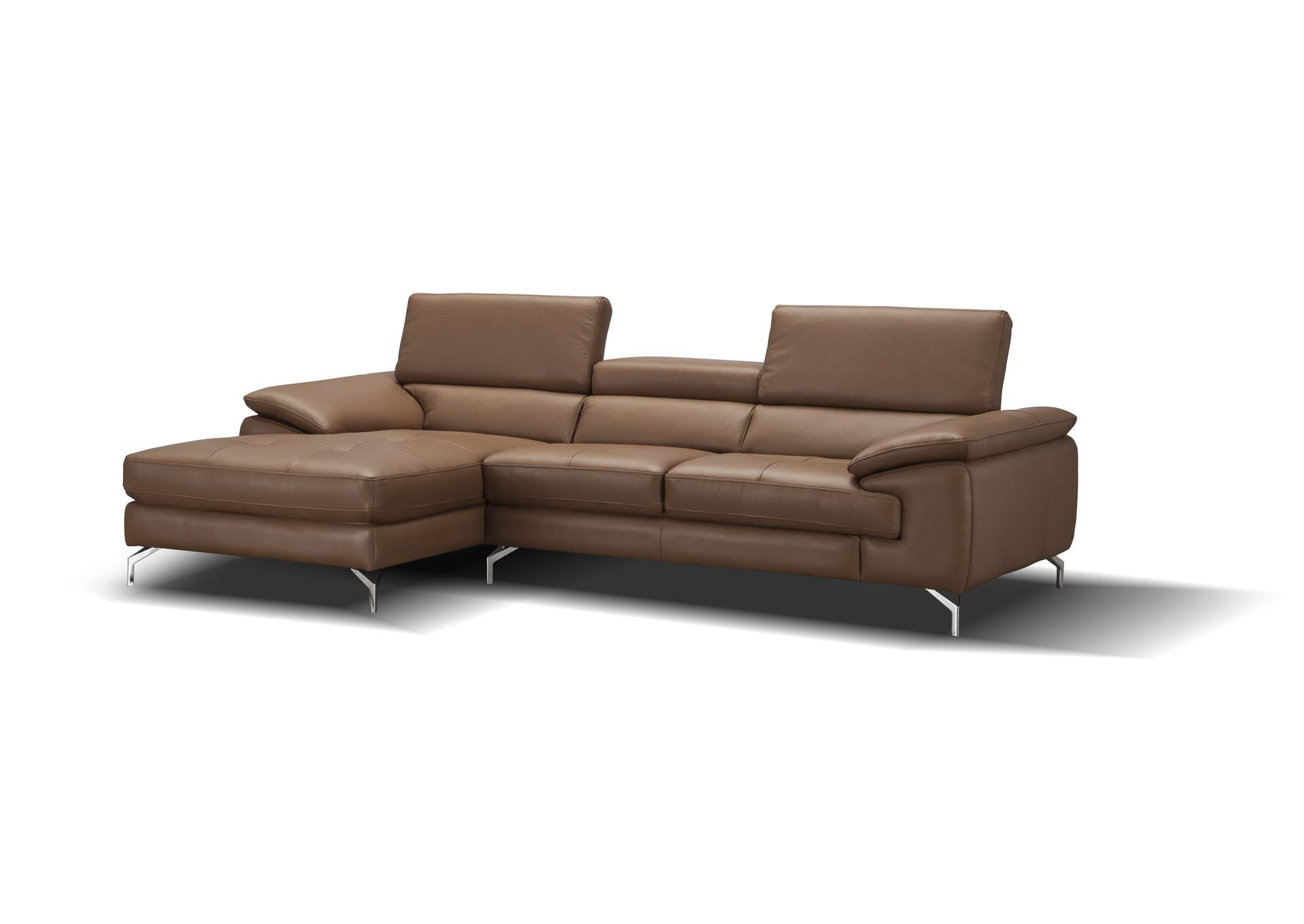 A973B Italian Leather Mini Sectional Left Facing Chaise In Caramel,J&M Furniture