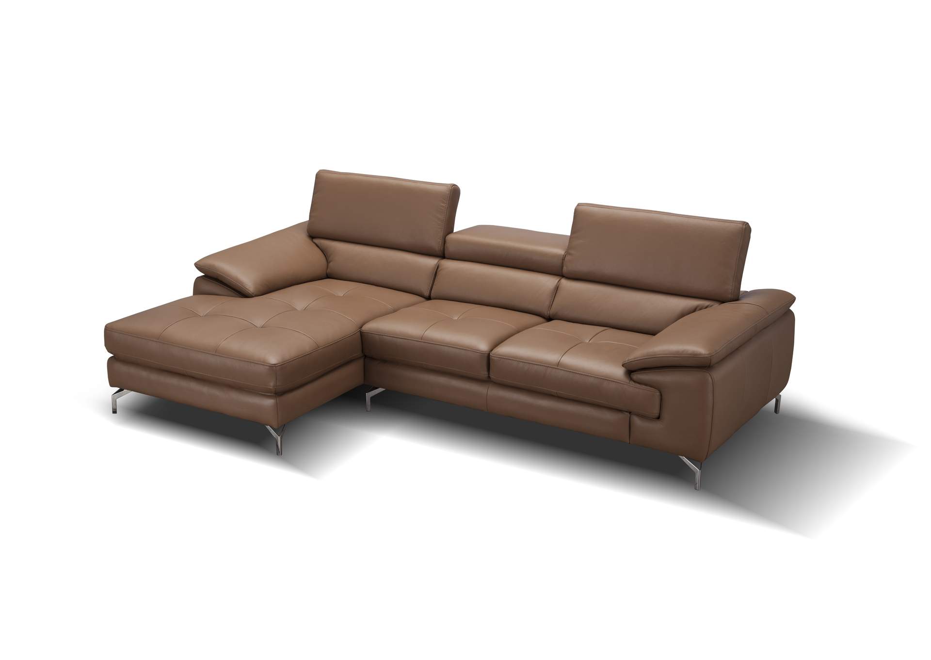 A973B Italian Leather Mini Sectional Left Facing Chaise In Caramel,J&M Furniture