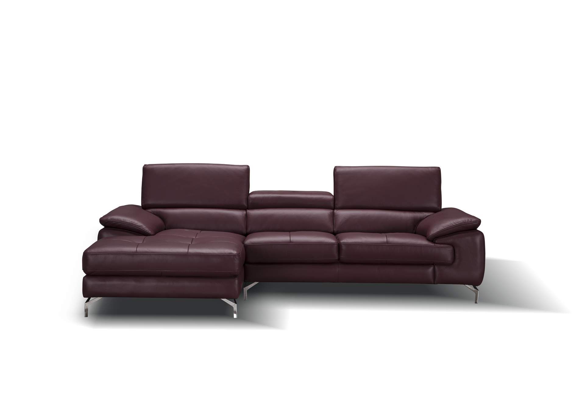 A973B Italian Leather Mini Sectional Left Facing Chaise In Maroon,J&M Furniture