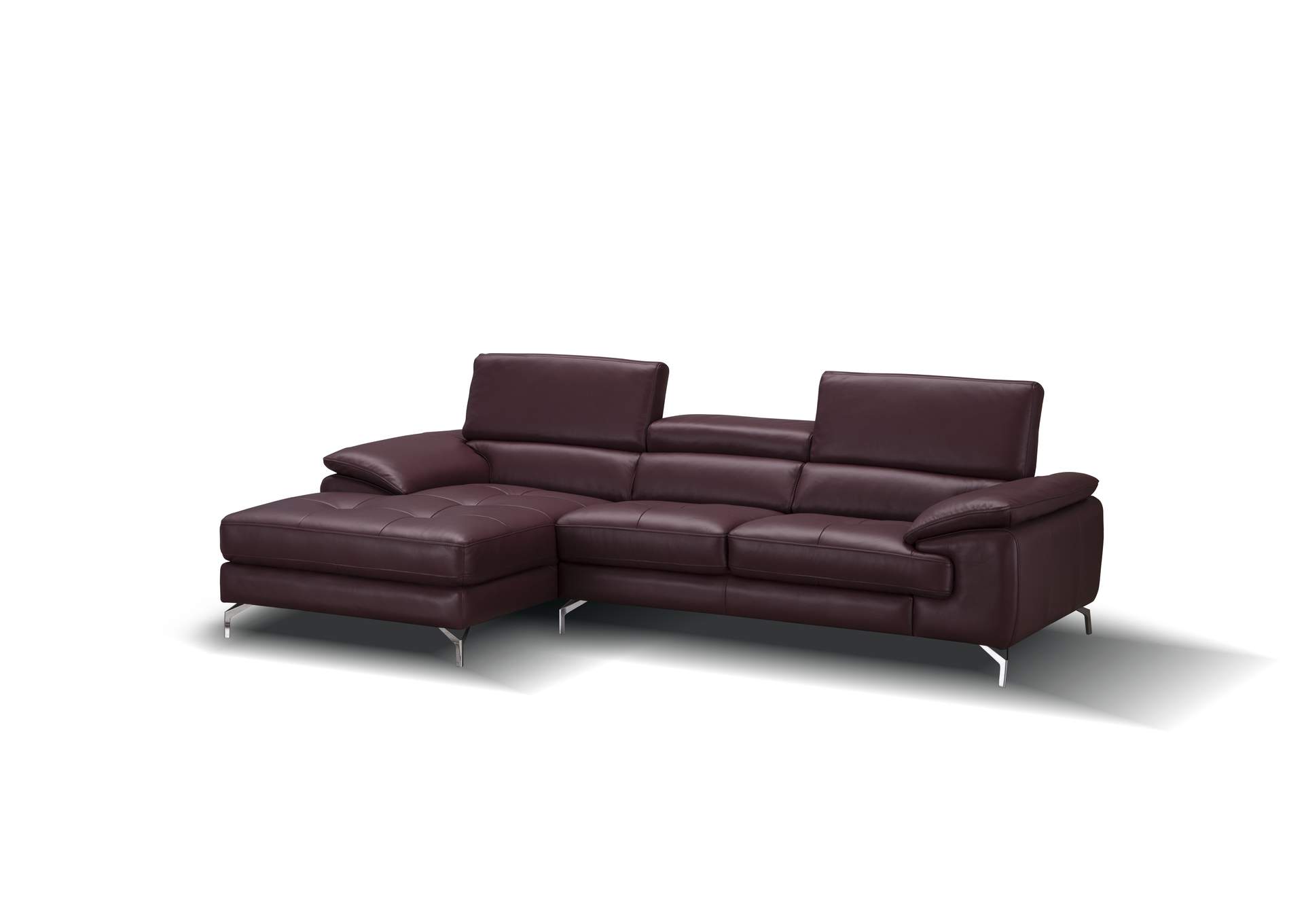 A973B Italian Leather Mini Sectional Left Facing Chaise In Maroon,J&M Furniture