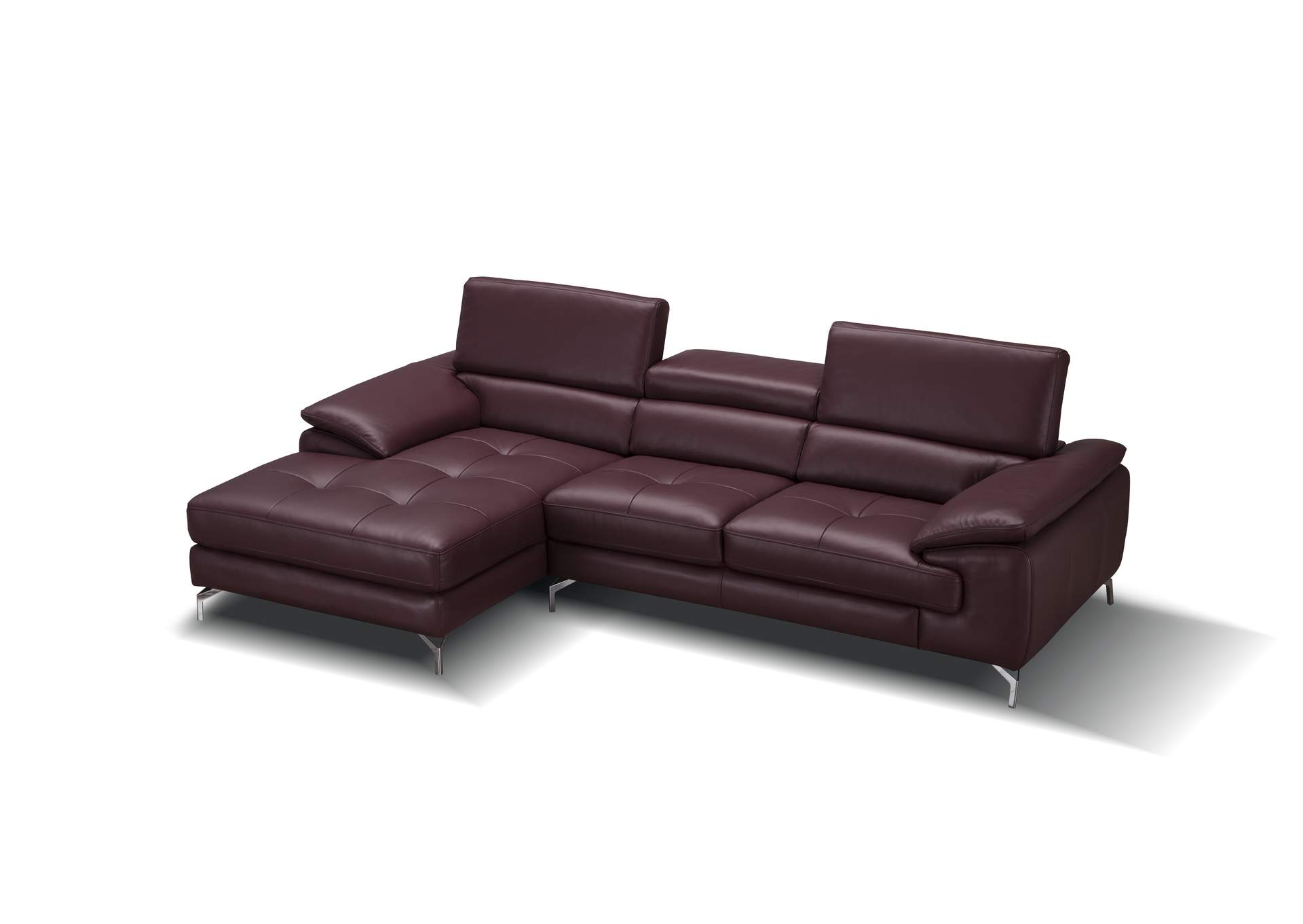 A973B Italian Leather Mini Sectional Left Facing Chaise In Maroon,J&M Furniture