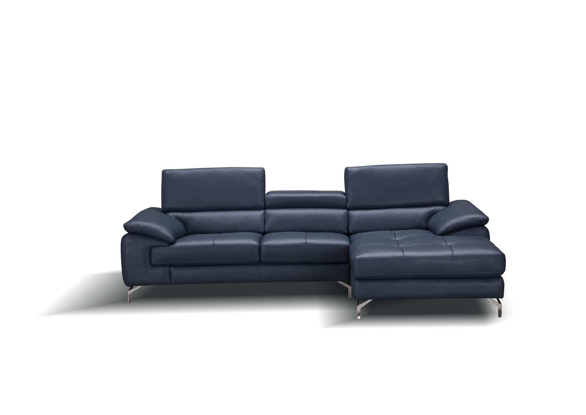 A973B Italian Leather Mini Sectional Right Facing Chaise In Blue,J&M Furniture