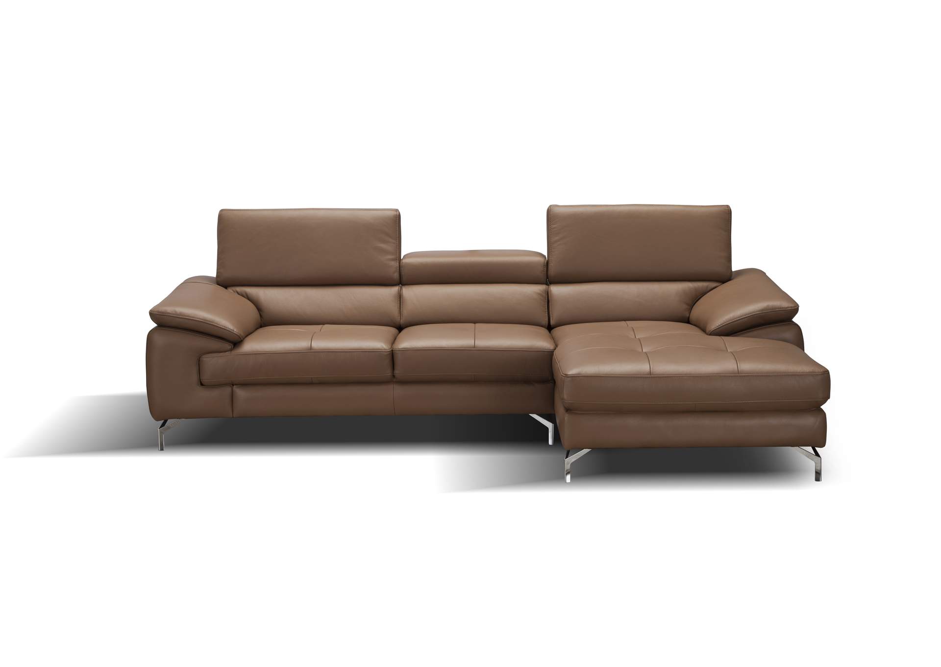 A973B Italian Leather Mini Sectional Right Facing Chaise In Caramel,J&M Furniture