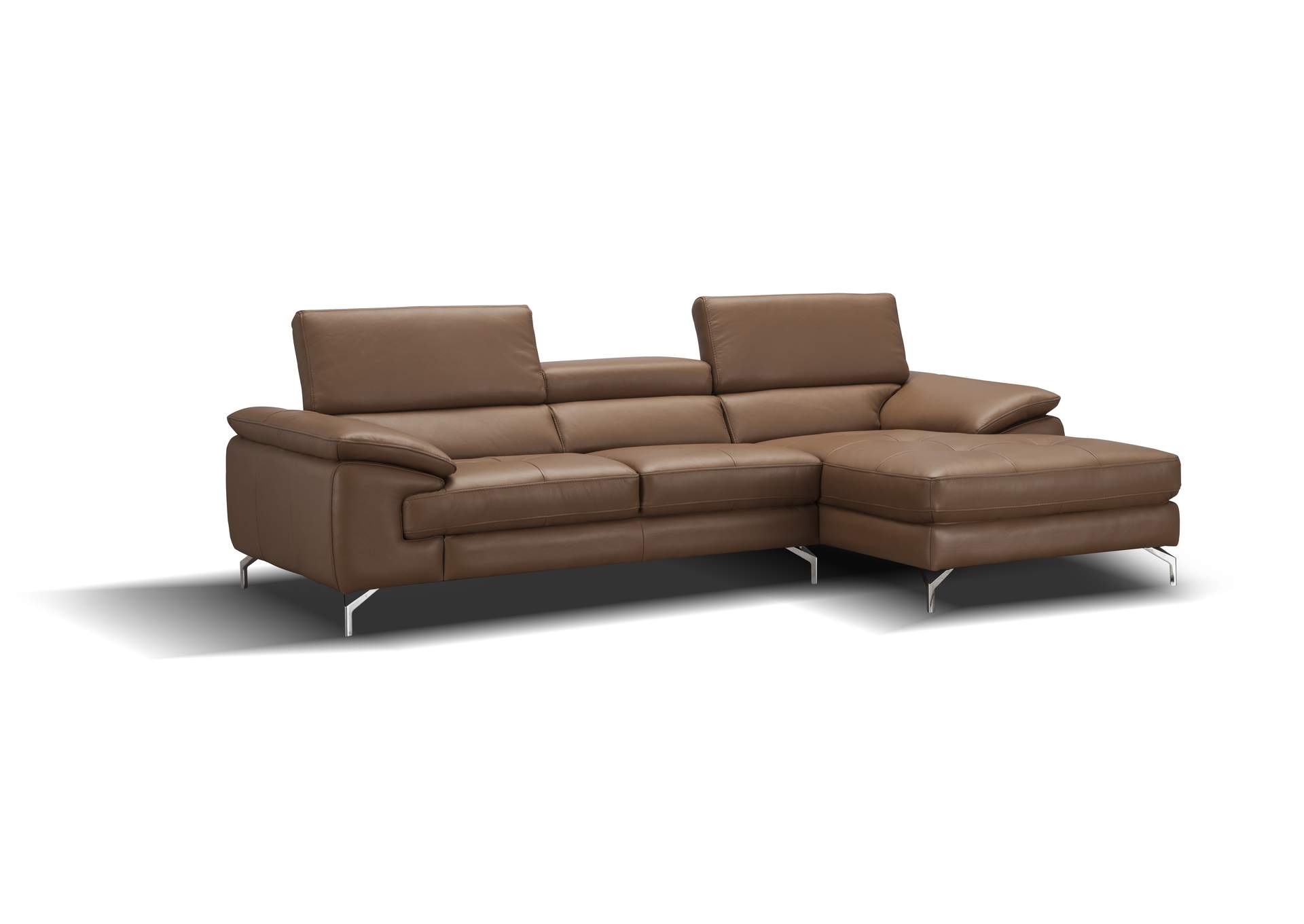 A973B Italian Leather Mini Sectional Right Facing Chaise In Caramel,J&M Furniture