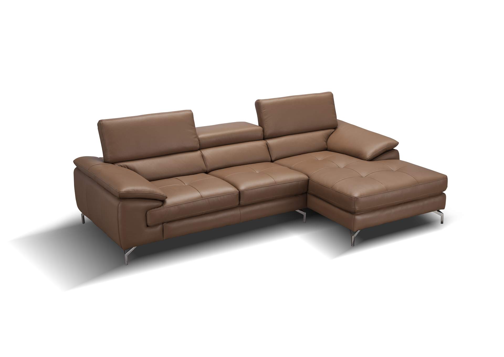 A973B Italian Leather Mini Sectional Right Facing Chaise In Caramel,J&M Furniture