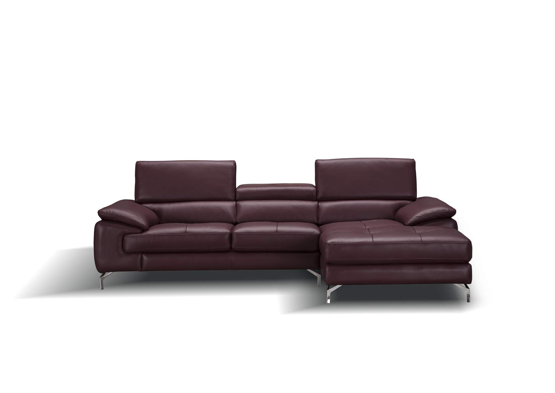 A973B Italian Leather Mini Sectional Right Facing Chaise In Maroon,J&M Furniture