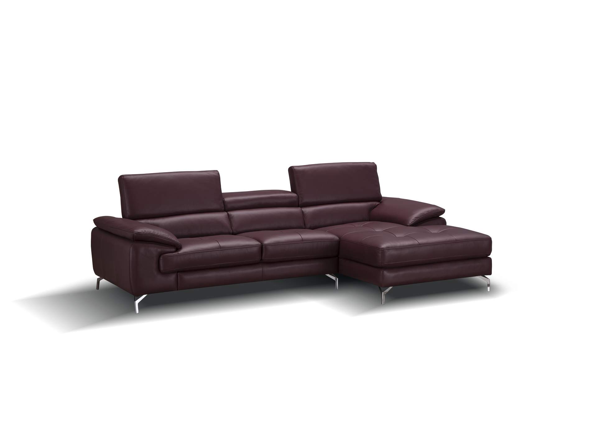 A973B Italian Leather Mini Sectional Right Facing Chaise In Maroon,J&M Furniture